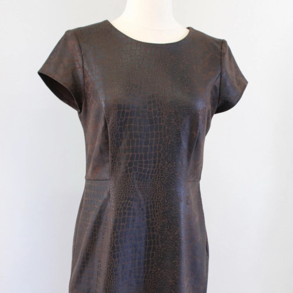 Chicos Elegant Brown Crocodile Pattern Dress - image 1